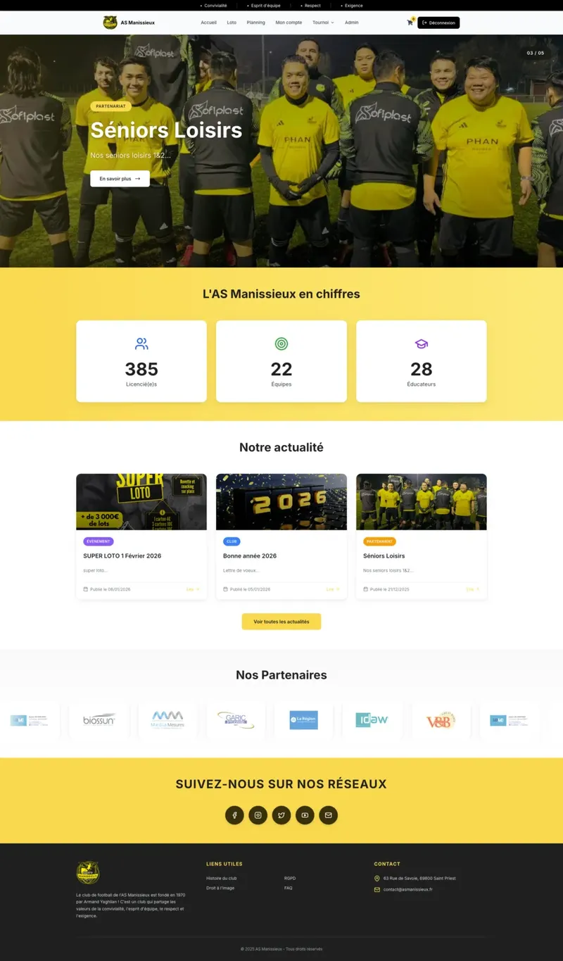 AS Manissieux - Site web + CMS sur mesure